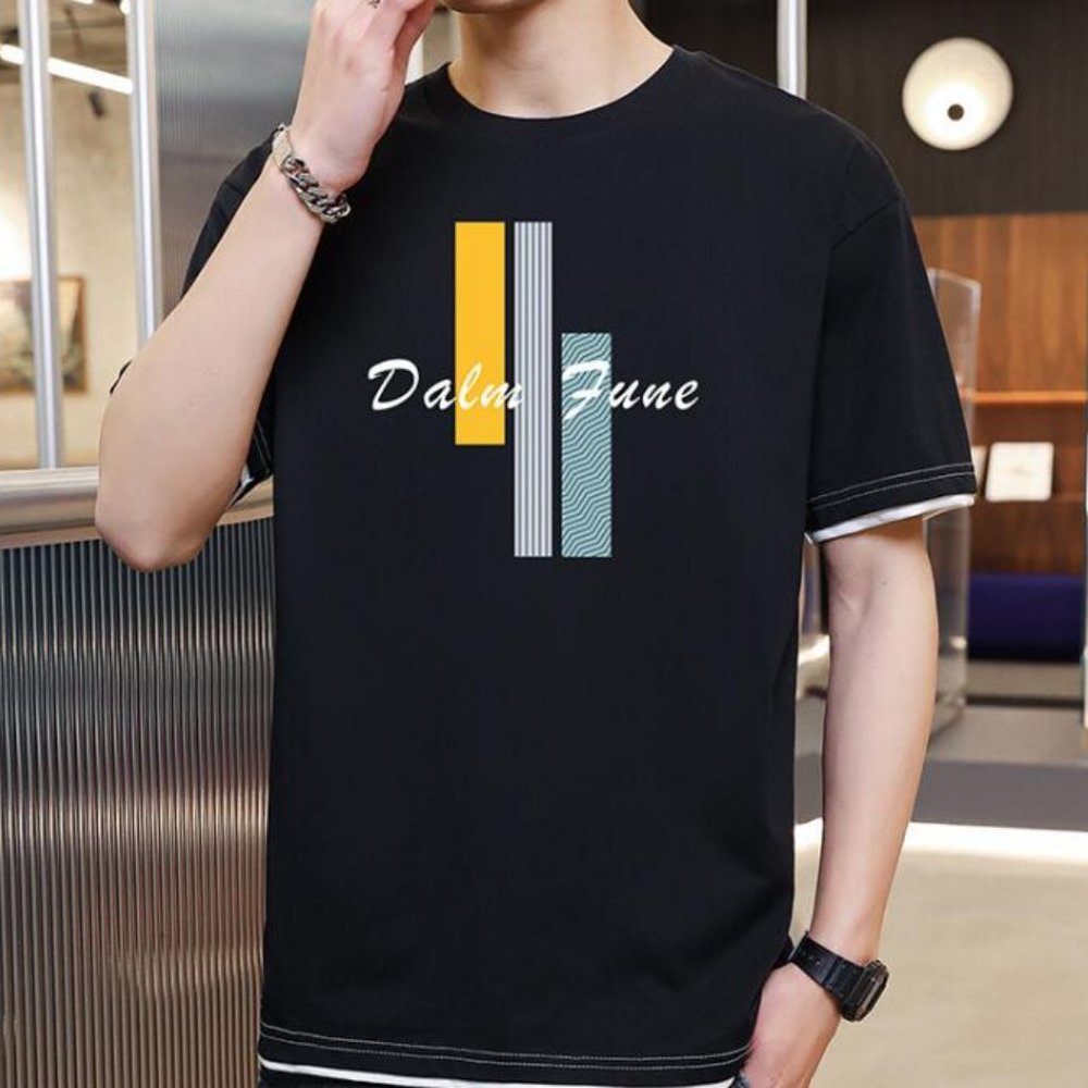 Plain black men's T-shirt